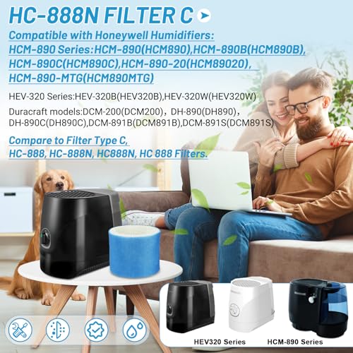 6 Pack Upgraded HC888 Series Filters C for Honeywell HCM (6 Count)