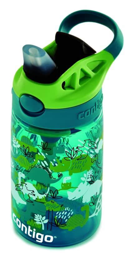 Kids Straw Water Bottle with AUTOSPOUT Lid 14oz. Dinos