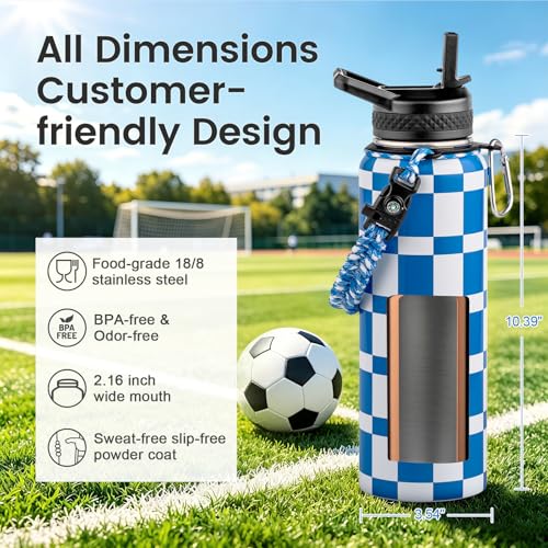 40 oz Insulated Water Bottle with Straw