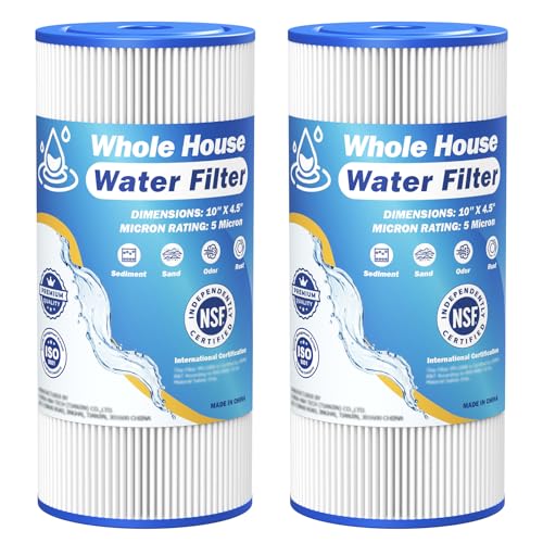 5 Micron 10" x 4.5" Whole House Water Filter Compatible with GE FXHSC (2 Count)