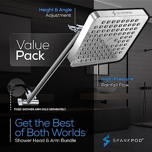 6" Square Rain Shower Head with 16" Shower Arm