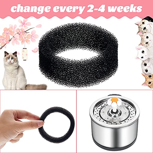 8 Pieces Cat Pet Water Fountain Filters Replacement Round Filter Foam for Pet Cat Drink Water Sponge Filter Replacement for 2. 5 L