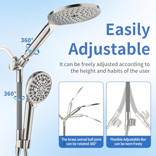Dual Filtered Shower Heads with Handheld Spray Brushed Nickel