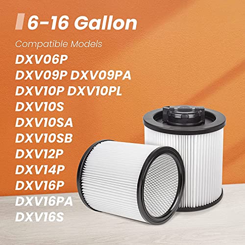 DXVC6910 HEPA Cartridge Filter Replacement Fit for DEWALT Wet (2 Count)