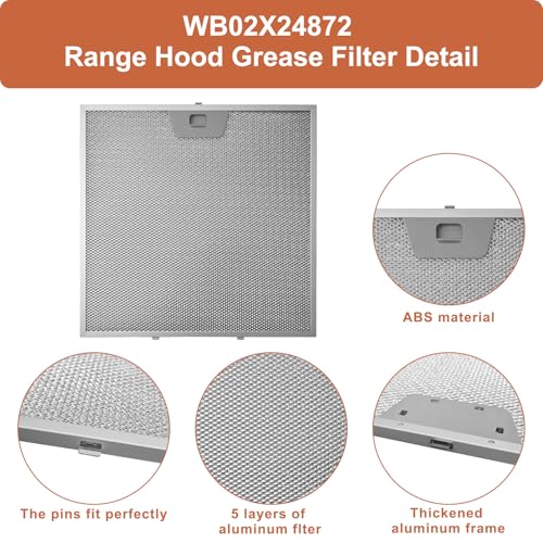 WB02X24872 Range Hood Grease Filters Compatible with GE Vent Hood (2 Count)