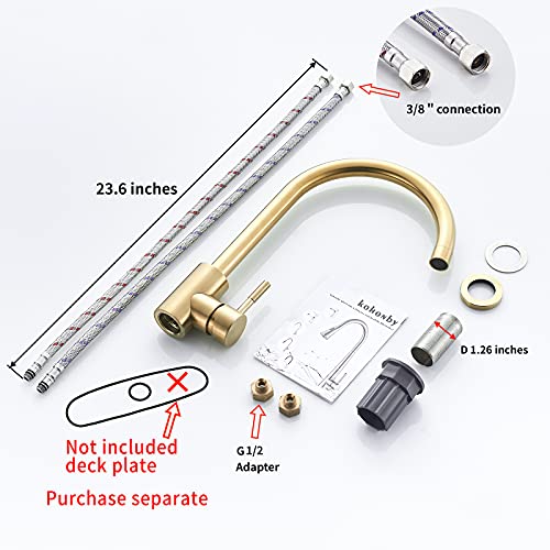 Single Handle High Arc Brushed Gold Kitchen Faucet Stainless Steel Commercial Single Hole Kitchen Sink Faucet