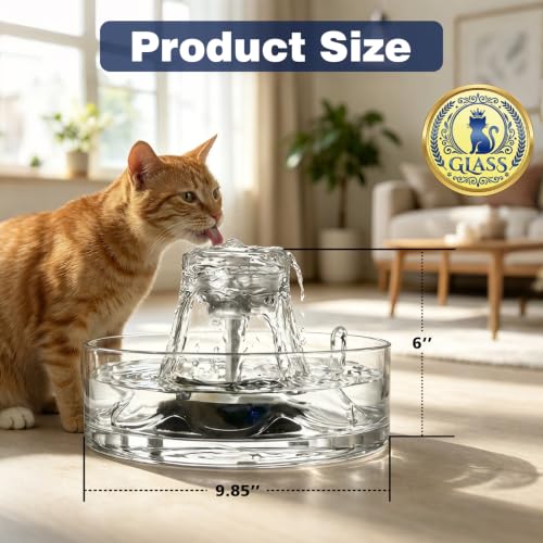 Glass Cat Water Fountain 88oz