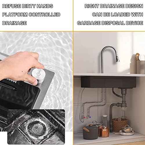 Waterfall Multi-Function Digital Display Sink，Waterfall Sink Waterfall Kitchen Sink Versatile Stainless Steel Single-Bowl Kitchen Workstation Sink Waterfall Pull-Down Faucet and Complete Acc