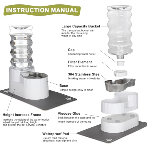 8L Elevated Dog Water Dispenser