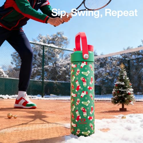 Christmas Insulated Water Bottle with Straw
