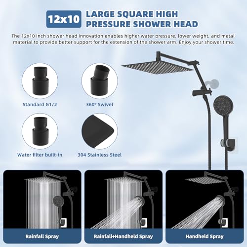 12" Metal Rain Shower Head with Handheld