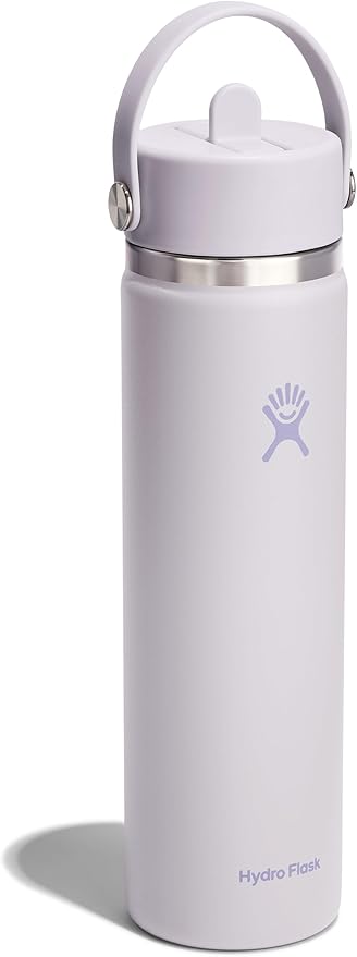 Hydro Flask Water Bottle - Insulated Stainless Steel - Wide Straw Lid, Non Spill, Leakproof in 24 Oz Cloud Pink