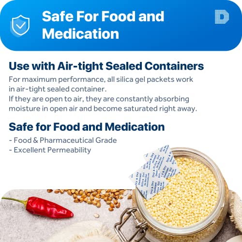 200 Packets] 1 Gram "Dry & Dry" Premium Pure & Safe Silica Gel Packets Desiccant