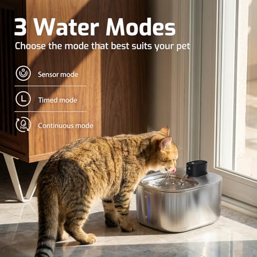 Wireless Cat Water Fountain Stainless Steel