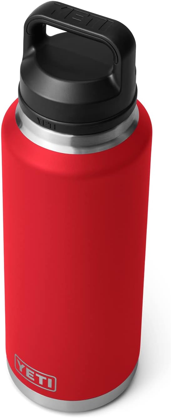 YETI Rambler 46 oz Bottle, Leakproof, Vacuum Insulated, Stainless Steel with Chug Cap, Rescue Red