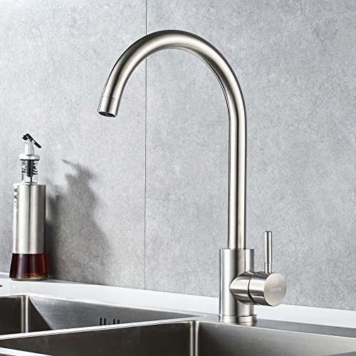 Single Handle High Arc Kitchen Faucet Stainless Steel Brushed Nickel
