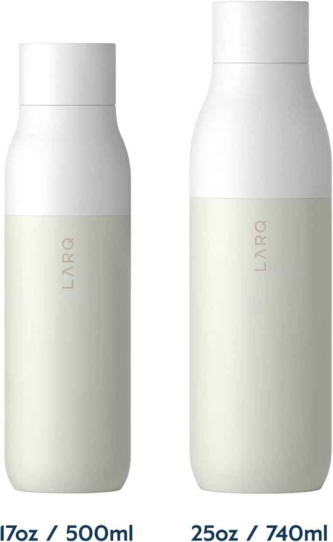 LARQ Bottle Twist Top 25 oz - Insulated Stainless Steel Water Bottle | BPA Free | Reusable Water Bottle for Camping, Office, and Travel | Keep Drinks Cold and Hot, Granite White