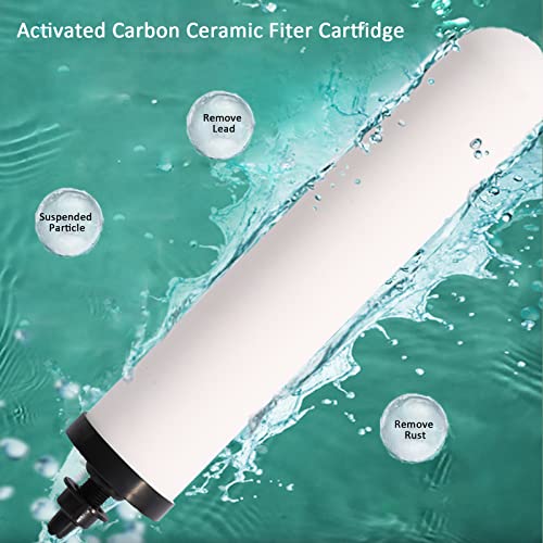 4PCS 10 inch Replacement Ceramic Filter Candle with Activated Carbon for Countertop Gravity Water Filter Systems (4 Count)