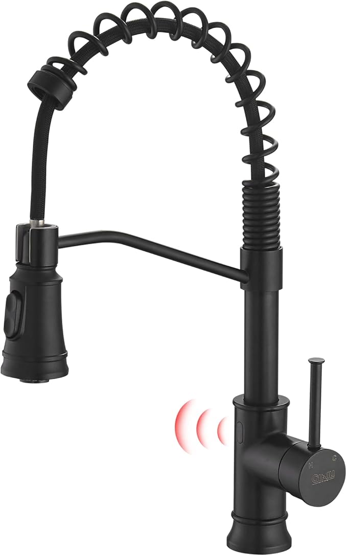 GIMILI Matte Black Touchless Kitchen Sink Faucet with Pull Down Sprayer, Motion Sensor Smart Activated Hands-Free Single Handle Kitchen Faucet