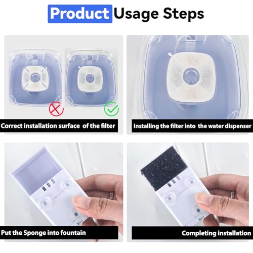 40 Packs Compatible with Veken Pet Cat Water Fountain Filters Replacement