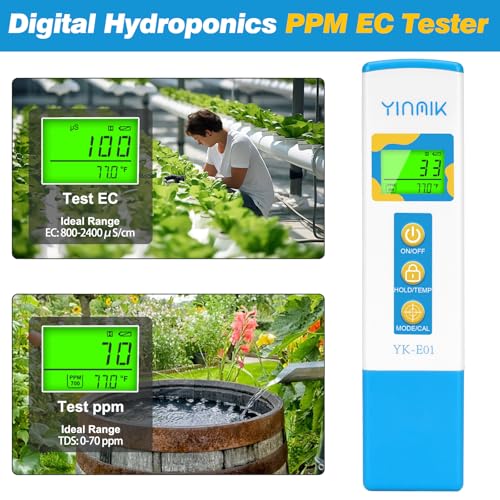 TDS EC Temp Meter Conductivity Tester for Hydroponic Water PPM Meter