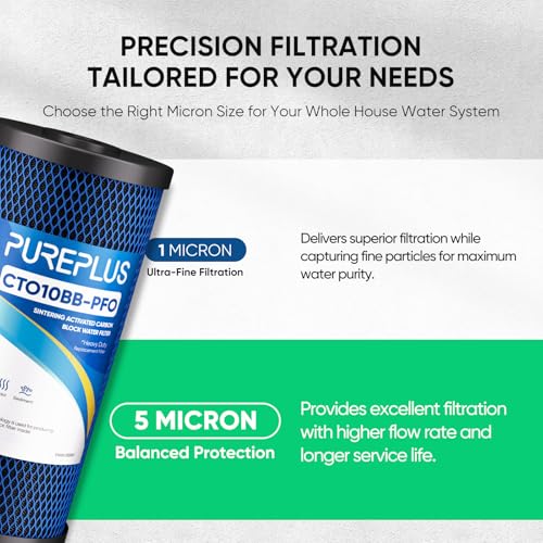 5 Micron 10" x 4.5" Whole House PFAS Removal Replacement Water Filter (2 Count)