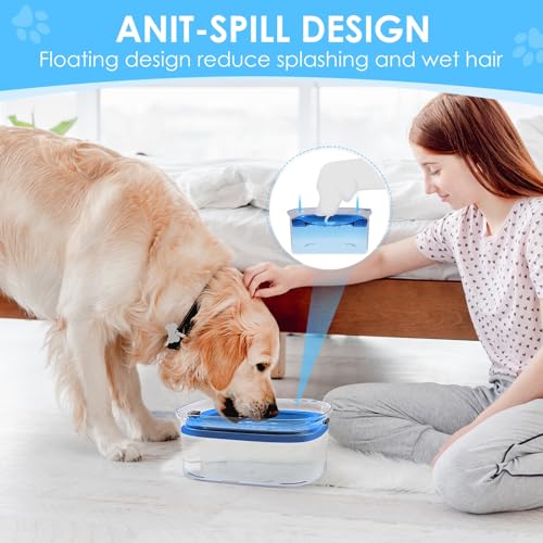 3L No Spill Dog Water Bowl with Slow Drinking Disk