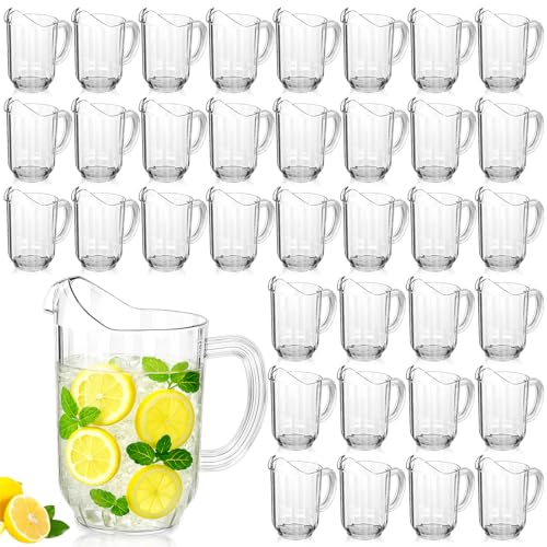 Tessco 36 Pcs Plastic Pitchers 60 Oz Clear Water Beer Jug Large (36 Count)