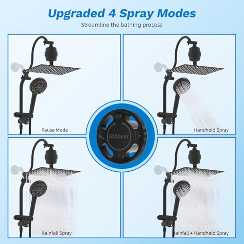 12" Dual Filtered 10" Rainfall Shower Head with Handheld 10