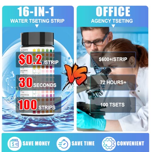 100 Strips 16 in 1 Well Water Testing Kits for Drinking Water