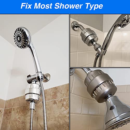 Brushed Nickel Shower Filter 15 Stages Shower Head Filter for Hard Water