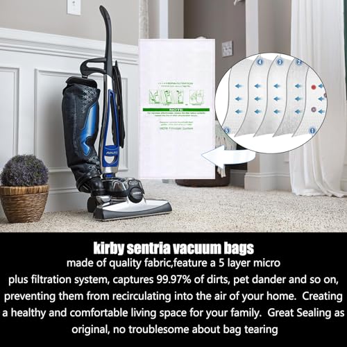16 +2 Pack 204814 Micron Magic HEPA Filter Bags plus Belts Compatible with Kirby Part 205811 204814 204811 Universal Cloth Bags and All Kirby Sentria Vacuum G Series (18 Count)