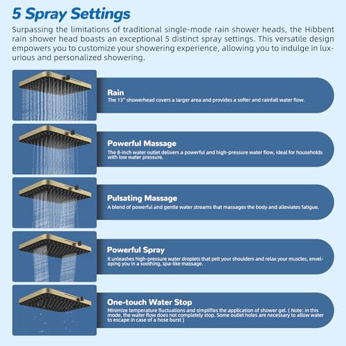 cUPC Certified High Pressue 13'' Rainfall Shower Head with 5