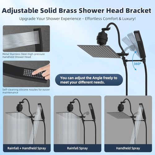All Metal 12'' Filtered Rainfall Shower Head Combo