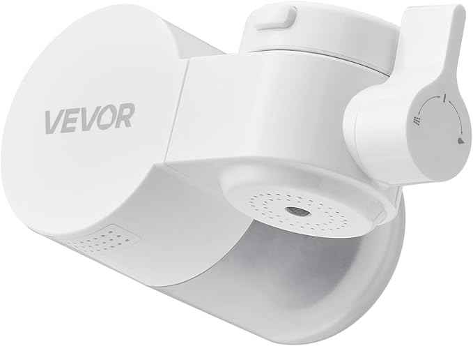 VEVOR Faucet Mount Water Filter, Horizontal Water Purifier for Sink Tap, NSF Certified Carbon Fiber Filter, Removes Chlorine Lead with 3 Filters, Fits Most Kitchen or Bathroom Faucets, White - AquaVibe