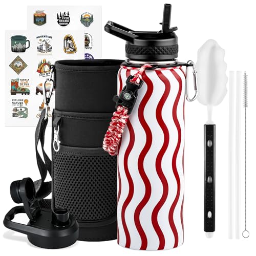 40 oz Insulated Water Bottle with Straw
