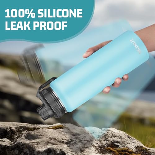 24oz Sports Insulated Water Bottle for School with 2 Lids (24 Count)
