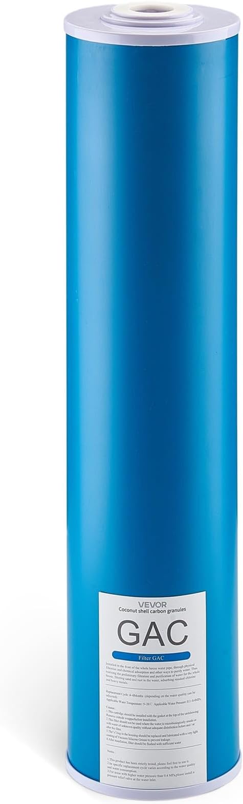VEVOR GAC Filter, Universal Fit 20 x 4.5 in Granular Activated Carbon Replacement - for Whole House Water Filter Systems, Reduces Chlorine, Chemicals, VOCs, Bad Taste & Odor