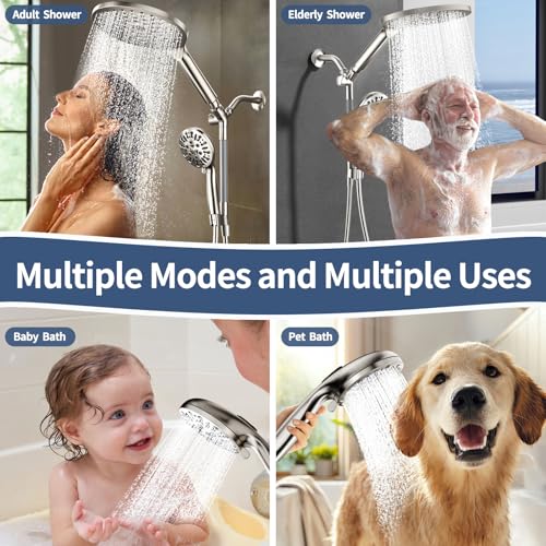 High Pressure Dual Shower Head with Handheld Spray Combo