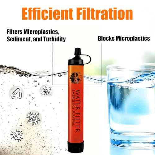 5 Pack Personal Water Filter Straw with Emergency Whistle (5 Count)