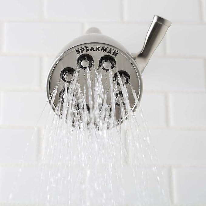 Speakman S-2251-BN Signature Icon Anystream High Pressure Adjustable Solid Brass Shower Head, Brushed Nickel