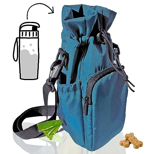 RibbyPup Waterproof Dog Walking Bag With Universal Water Bottle Holder