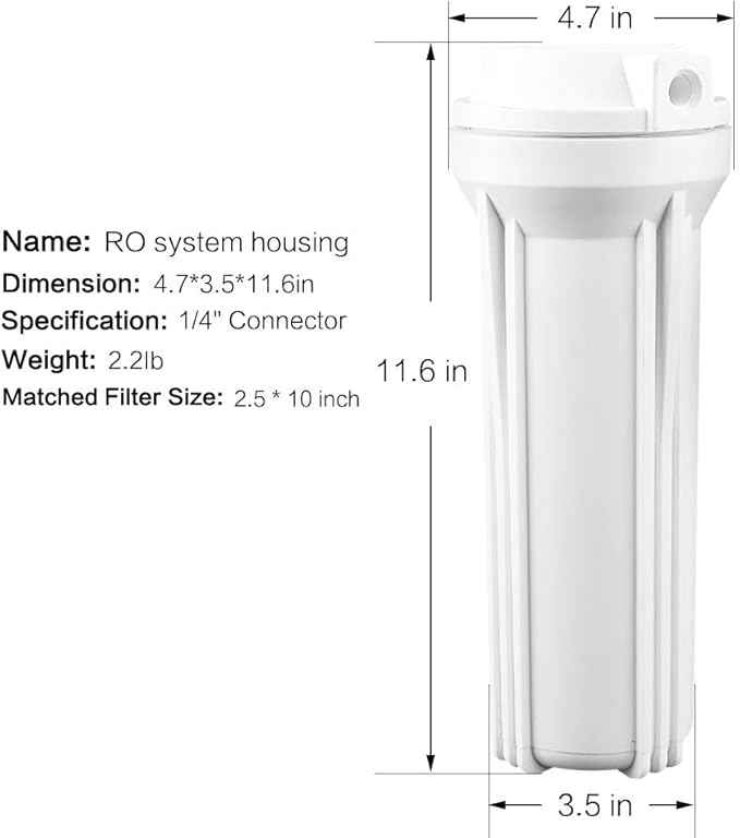 Geekpure 10 Inch Reverse Osmosis Water Filter Housing for RO Filtration System -1/4" Port-2.5" - AquaVibe