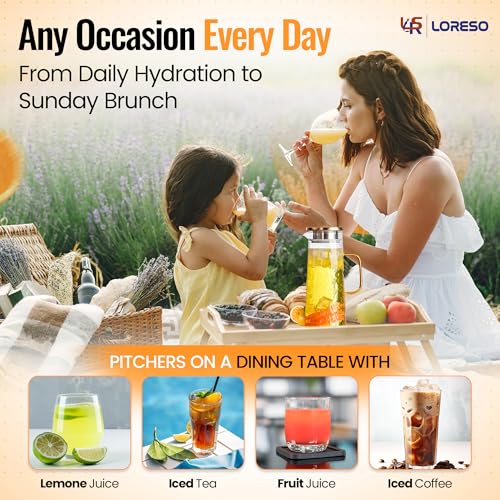 Glass Water Pitcher 2 Pack with Lid & Filter (2 Count)
