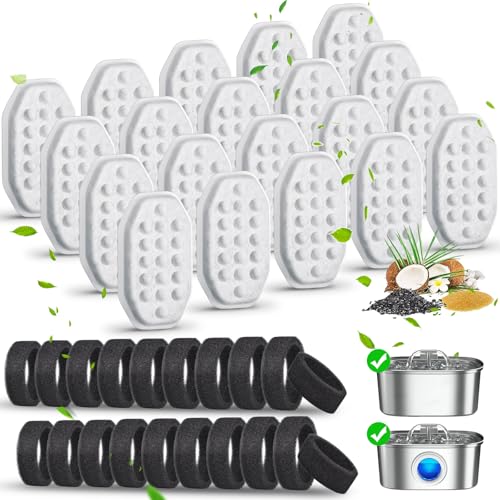 Cat Water Fountain Filters 40 Pack Fits Rellaty & Neareal Pet Fountains