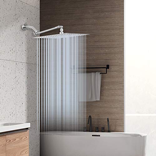 High Pressure Large Stainless Steel Square Rain ShowerHead With Shower Arm Waterfall Full Body Coverage Easy to Clean and Install