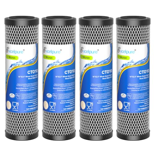 1 Micron 10" x 2.5" Whole House CTO Carbon Water Filter (4 Count)