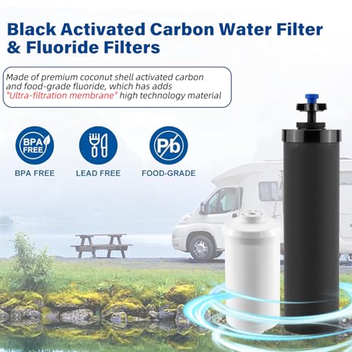 Black Activated Carbon Water Filters & Fluoride Filters fit for Berkey (4 Count)