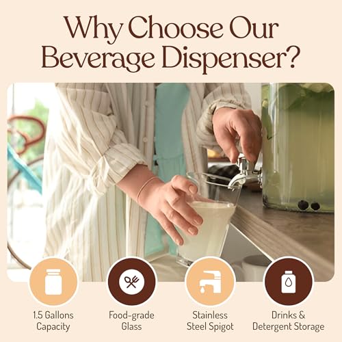 Large Glass Drink Dispenser with Spout