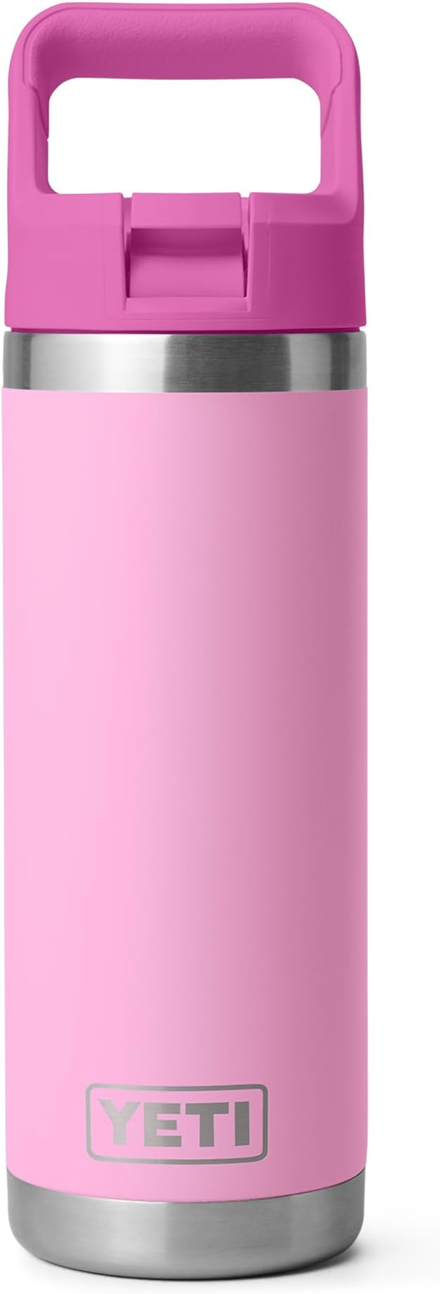 YETI Rambler 18 oz Bottle, Vacuum Insulated, Stainless Steel with Color Matching Straw Cap, Power Pink/Wildflower